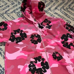 Pink Denim Tears Camo Cotton Wreath Zip Hoodie